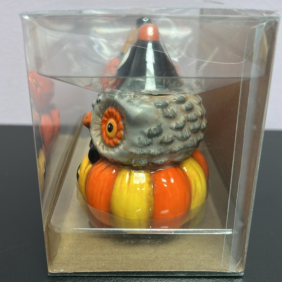 NWT JOHANNA PARKER Halloween owl & pumpkin salt & pepper shakers - Picture 5 of 6